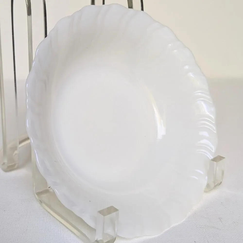 Vintage 1950s CorningWare Milk Glass Bowls – White Opalescent Swirl Princess